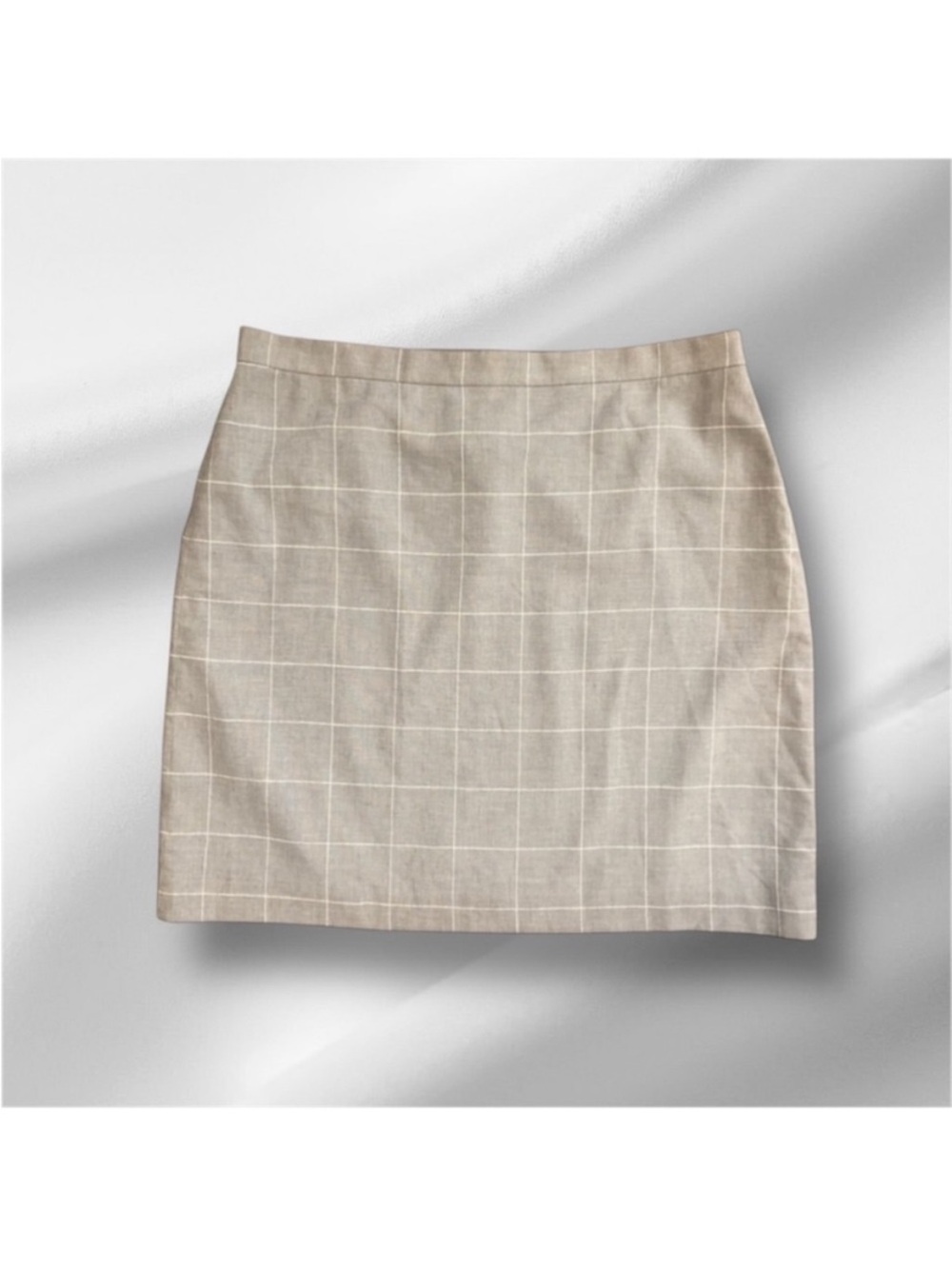 Ann Taylor Gray & White Plaid A-Line Career Office Skirt Size 14 NWT
